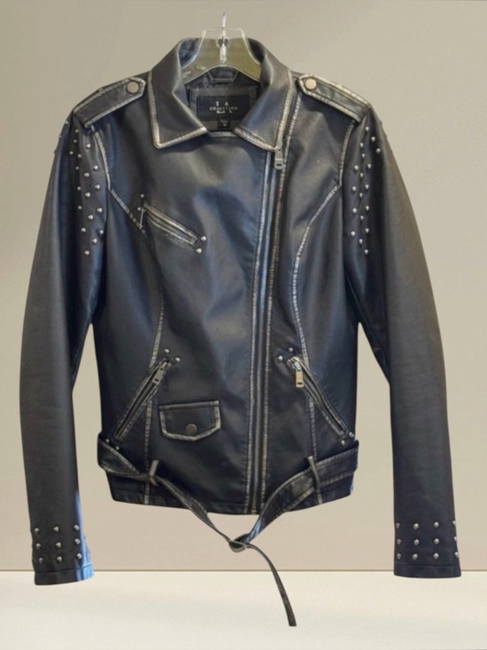 LA Coalition Jackets & Blazers - T Coalition Women’s Moto Jacket Black Faux Leather Studded Size Medium